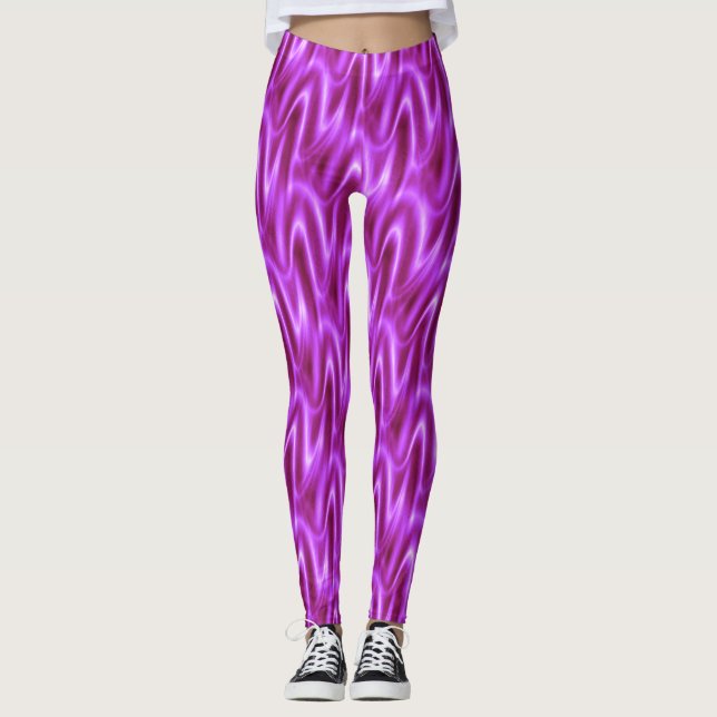 Legging Padrão de onda violeta brilhante (Frente)