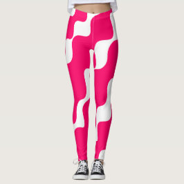 Legging Padrão de ondas ofendidas, cor-de-rosa e branca