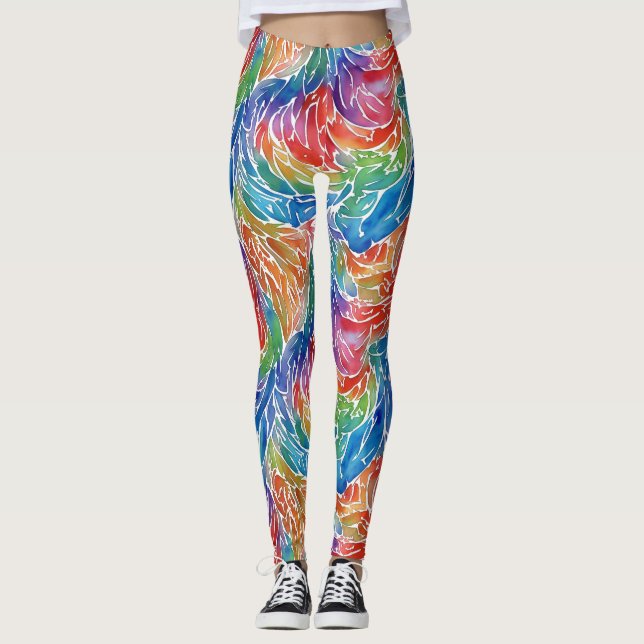 Legging Padrão de Orgulho de Aquarela Artsy Unique (Frente)