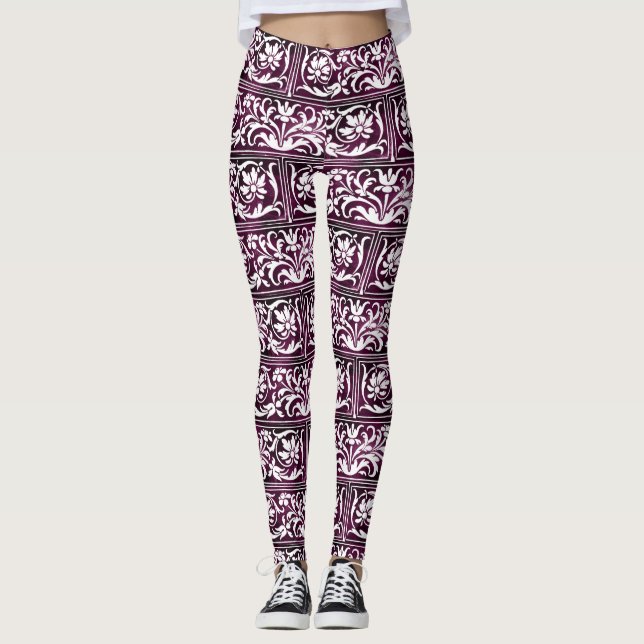 Legging Padrão de ornamentado roxo (Frente)