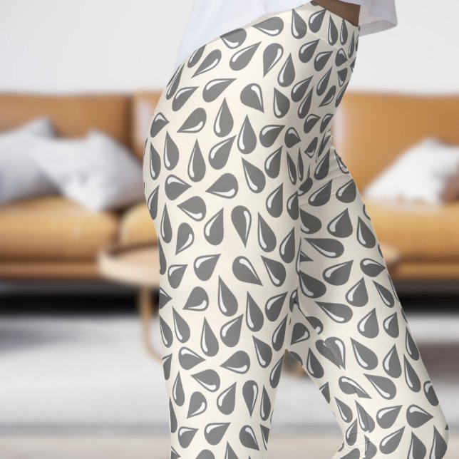 Legging Padrão de oscilação branco e preto floral moderno (Modern Floral White and Black Flick Pattern Leggings)