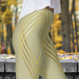 Legging Padrão de Ouros de Sage Amarelo Chic