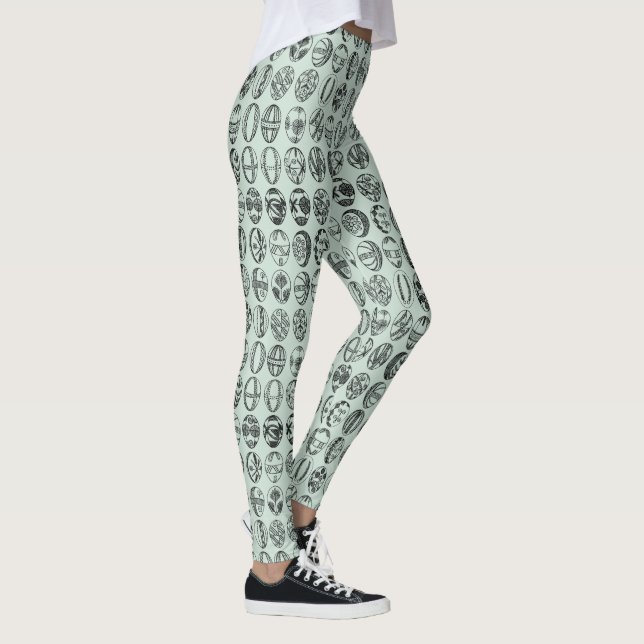 Legging Padrão de Ovos de Páscoa rico Verde Claro (Direita)