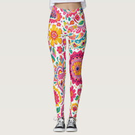Legging Padrão de Paisley Floral de Verão