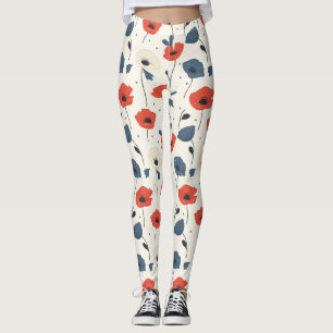 Legging Padrão de papilas de aquarela - Vermelho, Azul e B