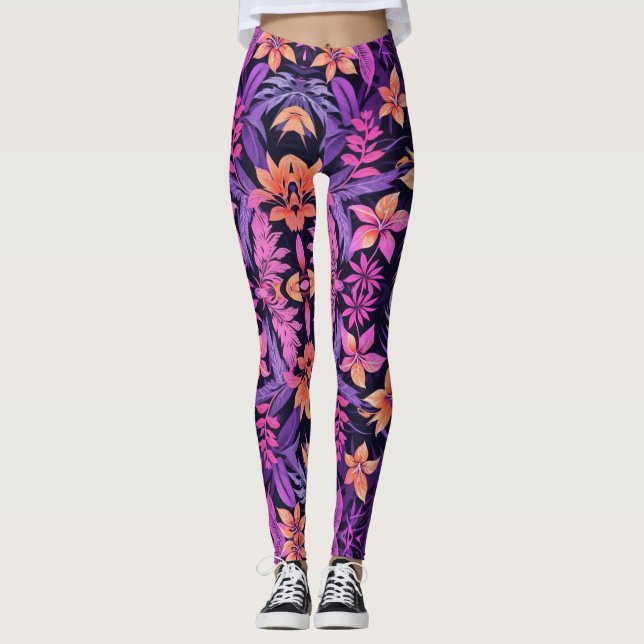 Legging Padrão de Paraíso Havaiano (Frente)