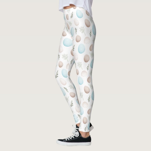 Legging Padrão de Pastel Branco de Ovos de Páscoa (Esquerda)