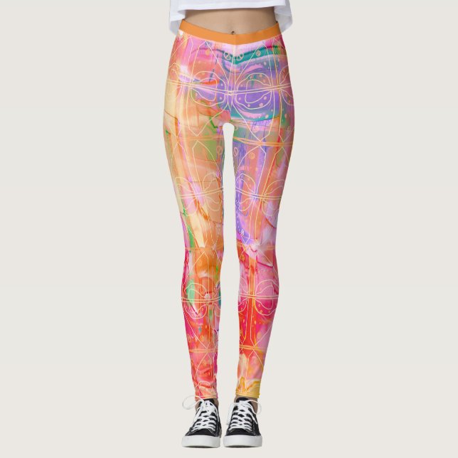 Legging Padrão de Pastel Brilhante (Frente)