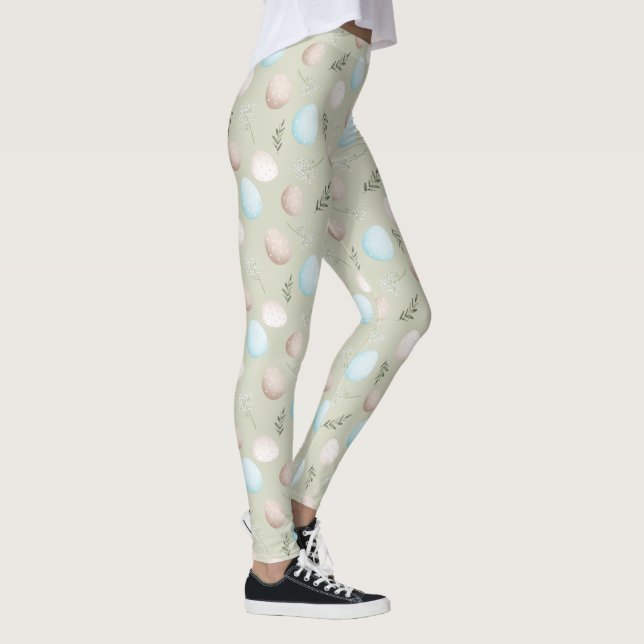 Legging Padrão de Pastel Verde de Ovos de Páscoa (Direita)
