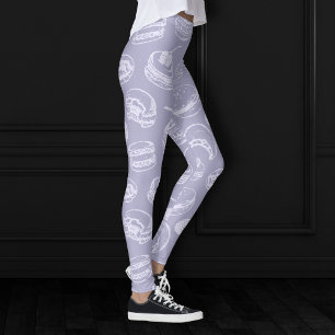 Legging Padrão de Pastris Francês Lavanda Dusty Roxo