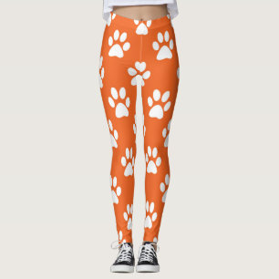 Legging Padrão de patas laranja e branca