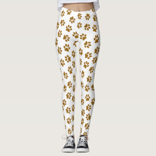 Legging Padrão De Patas, Patas De Cachorro, Patas Douradas