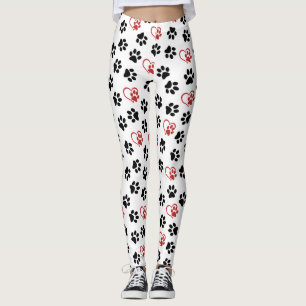 Legging Padrão De Patas, Patas Negras, Patas Vermelhas, Co