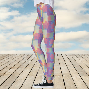 Legging Padrão de patch amarelo da vinheta