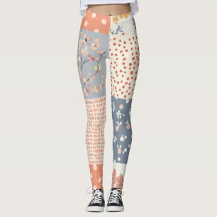 Legging Padrão de Patches Florais Vintage - Pastel (9)