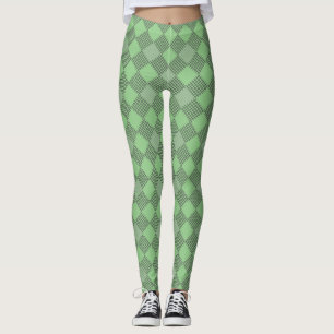 Legging Padrão de patches verificado 01 w LGreen BG