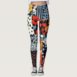 Legging Padrão de Patchwork Floral da Vintage (3)