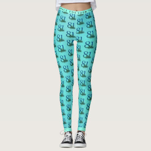 Legging Padrão de Pavão de Aniversário ou Aniversário de 8