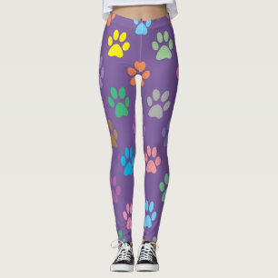 Legging Padrão de pegadas coloridas