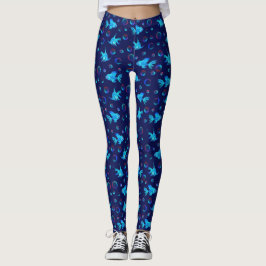 Legging Padrão de peixe azul