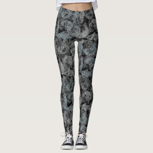 Legging Padrão de peixes, cores duplas b. BG preto