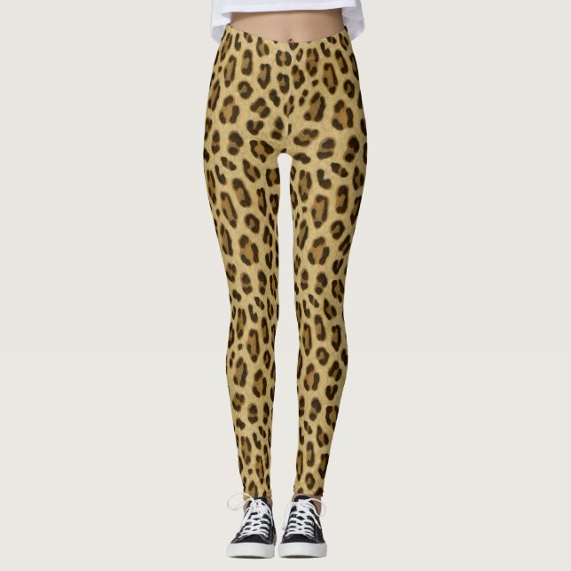 Legging Padrão de Pele de Impressão de Animais do Leopardo (Frente)