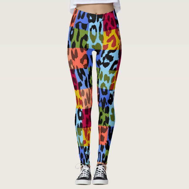 Legging Padrão de Pele de Leopardo Colorido #19 (Frente)
