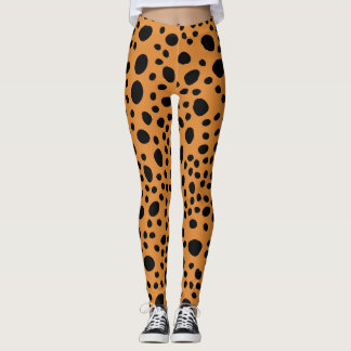 Legging Padrão de Pele de Leopardo de Gato Laranja Pontos