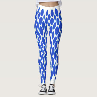 Legging Padrão de Pele de Python Azul Luxo