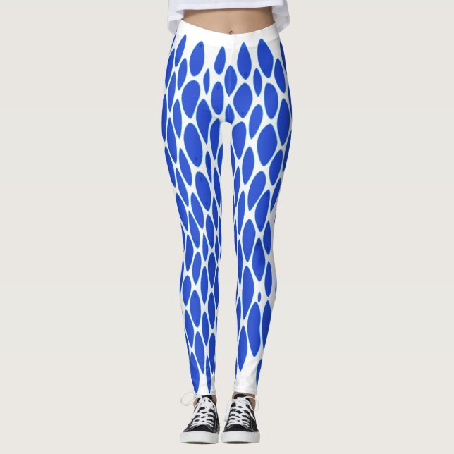 Legging Padrão de Pele de Python Azul Luxo (Frente)