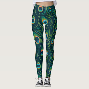 Legging Padrão de Pena de Aquarela
