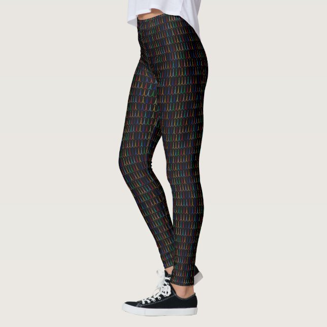 Legging Padrão de pequenas torres Eiffel coloridas em pret (Esquerda)