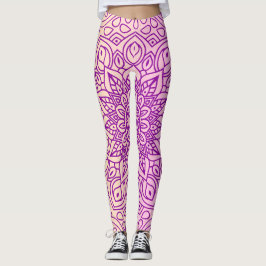 Legging Padrão de Pêssego Roxo Pêssego Elegante Mandala