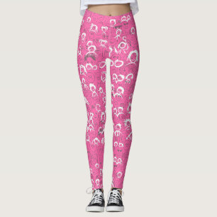 Legging Padrão de Pessoas Fundo Rosa