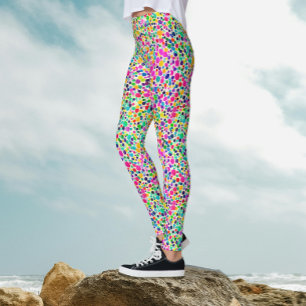 Legging Padrão de pintura de cor d'água de pontos colorido