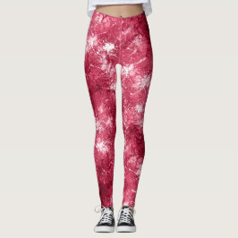 Legging Padrão de Pintura de Mármore Magenta Abstrato Mode
