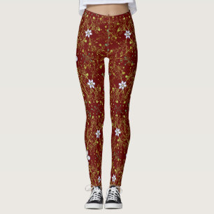 Legging Padrão de plantas.10b DRed BG