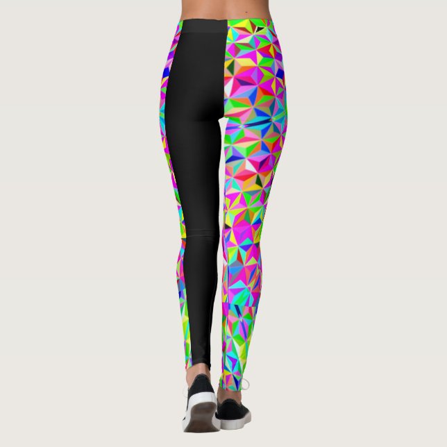 Legging Padrão de polígono multicores 3-d (Verso)