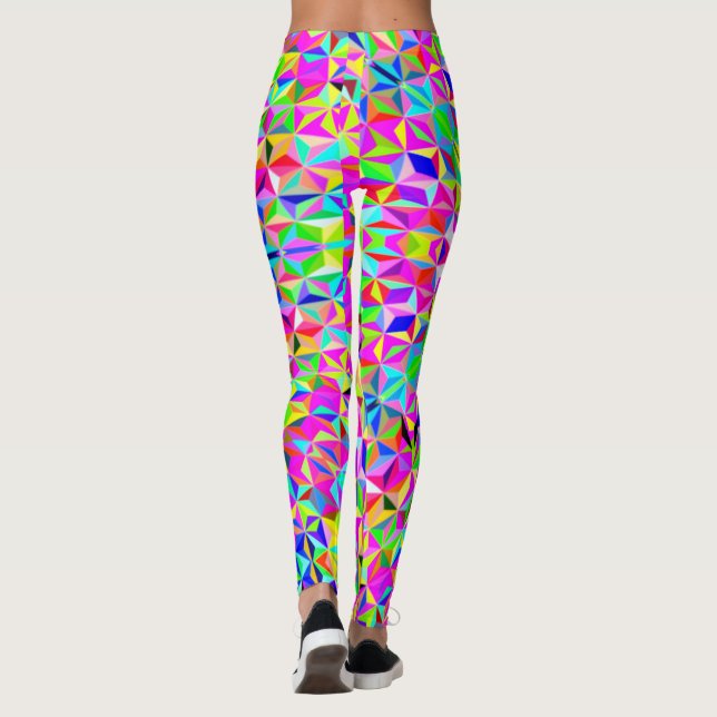 Legging Padrão de polígono multicores 3-d (Verso)