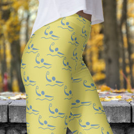 Legging Padrão de Polo de Água das Mulheres Amarelas Diver