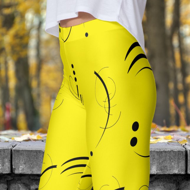 Legging Padrão de ponto de Abstrato amarelo delicioso (Abstract Dot on Bright Yellow)