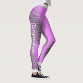 Legging Padrão de Ponto de cinza com Nome no PINK