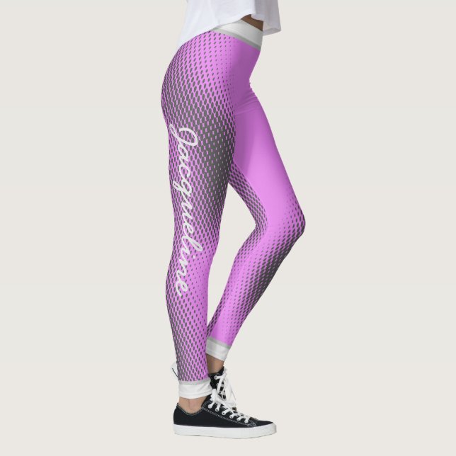 Legging Padrão de Ponto de cinza com Nome no PINK (Direita)