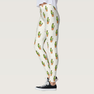 Legging Padrão de Ponto de Polk Cactus e Suculente 3
