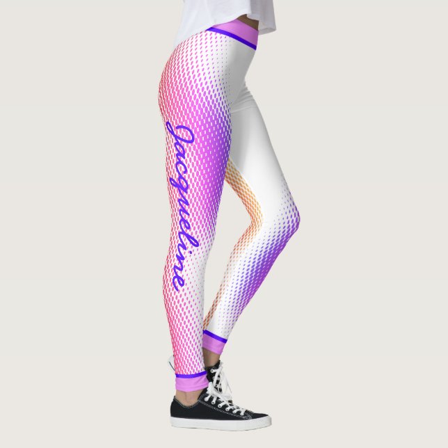 Legging Padrão de Ponto Rosa com Nome em BRANCO (Direita)