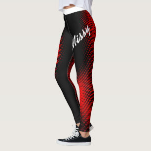 Legging Padrão de Ponto Vermelho com Nome em Script Grande