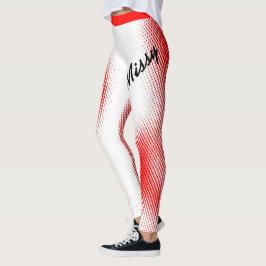 Legging Padrão de ponto vermelho com seu nome em BRANCO