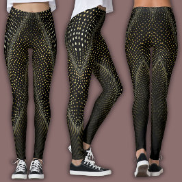 Legging Padrão de Pontos Abstratos | Meiotom Preto e Amare