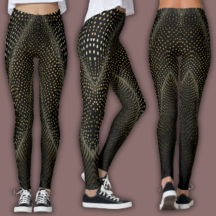 Legging Padrão de Pontos Abstratos Meiotom Preto e Amare