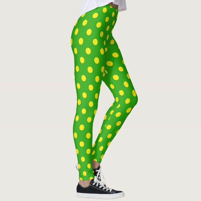 Legging Padrão de Pontos Amarelos Sobre Verde  (Criador carregado)
